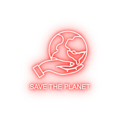 Poster - save the planet outline neon icon