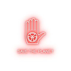 Poster - save the planet outline neon icon