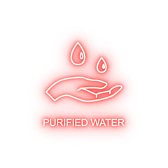 Poster - purified water outline neon icon