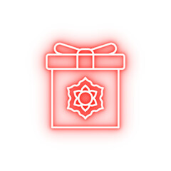 Poster - gift box neon icon