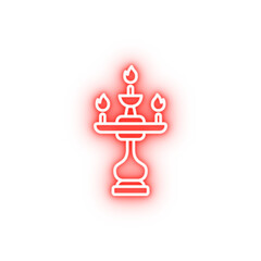 Poster - Diwali candle light neon icon