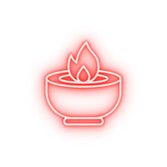 Poster - Diwali candle flame neon icon