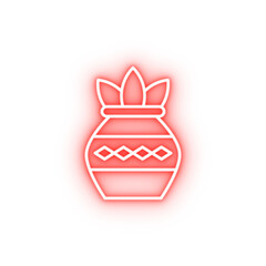 Poster - Diwali plant pot neon icon