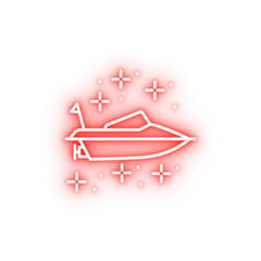 Poster - Diving boat neon icon