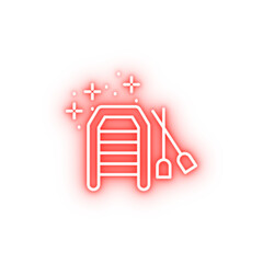 Poster - Diving boat neon icon