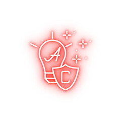 Poster - Light bulb shield letter neon icon