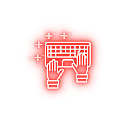 Poster - Keyboard hands neon icon