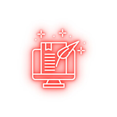 Poster - Monitor feather text neon icon