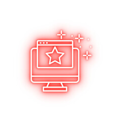 Sticker - Monitor website star neon icon