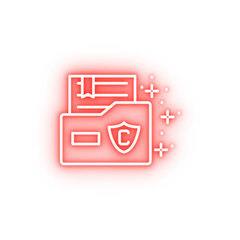 Poster - Folder shield copywriting neon icon