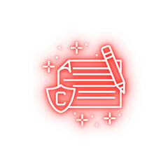 Poster - Documents shield pencil neon icon