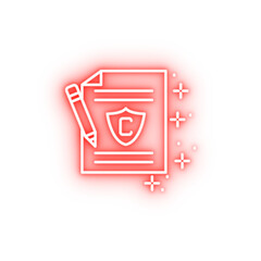 Poster - Pencil shield copywriting neon icon