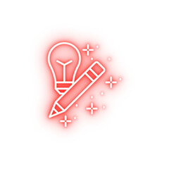 Poster - Light bulb pencil neon icon