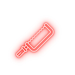 Poster - Handsaw tool neon icon