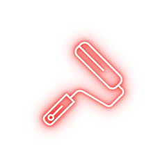 Poster - Paint roller tool neon icon