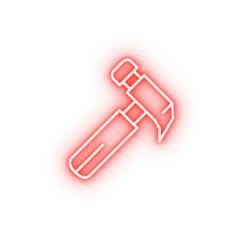 Poster - Hammer tool neon icon