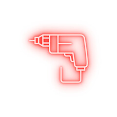 Poster - Drill tool neon icon
