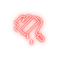 Poster - the roller paints the wall outline neon icon
