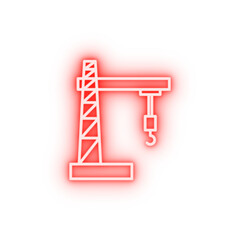 Poster - Construction crane outline neon icon