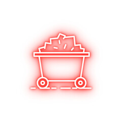 Poster - cart of miners outline neon icon