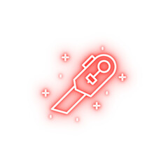 Poster - Construction utility knife neon icon