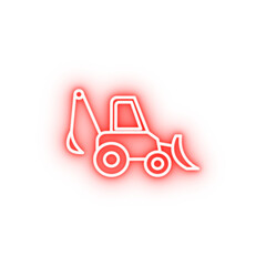Poster - backhoe equipment neon icon