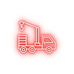 Canvas Print - crane truck neon icon