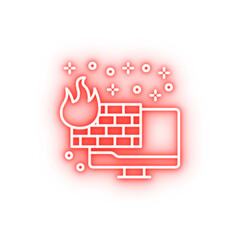 Poster - Computer firewall protect neon icon