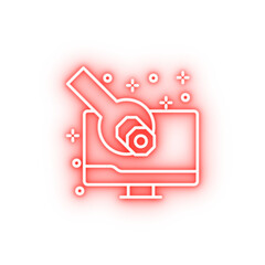 Poster - Computer settings repair neon icon