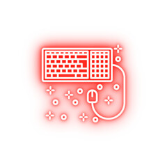 Poster - Computer keyboard mouse neon icon