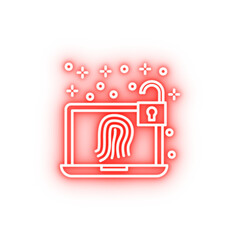 Poster - Computer fingerprint lock neon icon