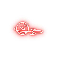 Poster - rocket and planet neon icon