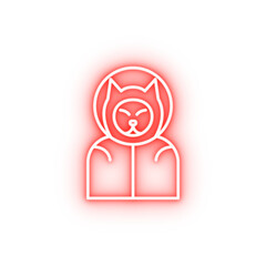 Poster - dog cosmonaut neon icon