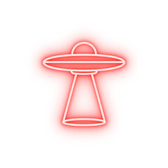 Poster - alien flying machine neon icon
