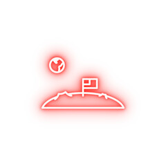 Poster - flag on the moon neon icon