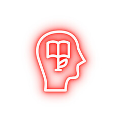 Poster - Knowledge head book neon icon