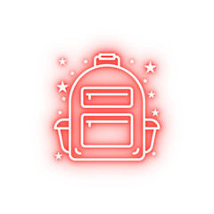Poster - Bag backpack school bag neon icon
