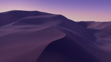 Desert Landscape With Sand Dunes And Lilac Gradient Sky. Beautiful Contemporary Background.