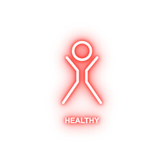 Poster - sign of healthy person simple line neon icon