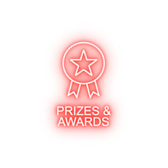 Poster - prizes and awards line neon icon