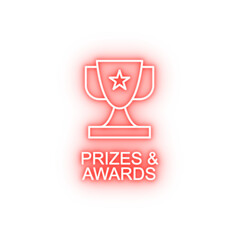 Poster - prizes and awards line neon icon