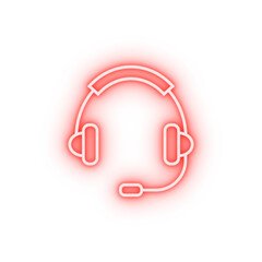 Poster - headphone operator neon icon
