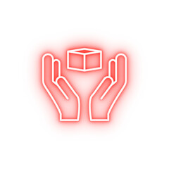 Poster - Hand delivery neon icon