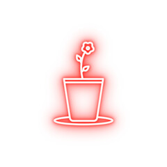 Poster - flower in pot neon icon