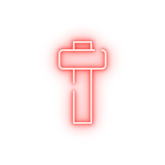 Poster - hammer for wood neon icon
