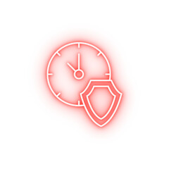 Poster - Shield time clock neon icon