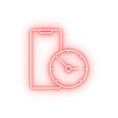 Poster - Phone time clock neon icon