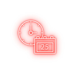 Poster - Calendar clock time neon icon