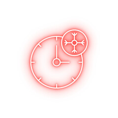 Poster - Snow time clock neon icon