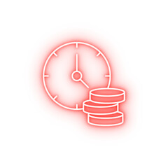 Poster - Coins time clock neon icon
